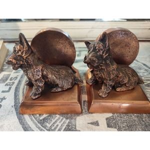 Vtg Art Deco Scotty Terrier Bookends Scottish Terrier Dog